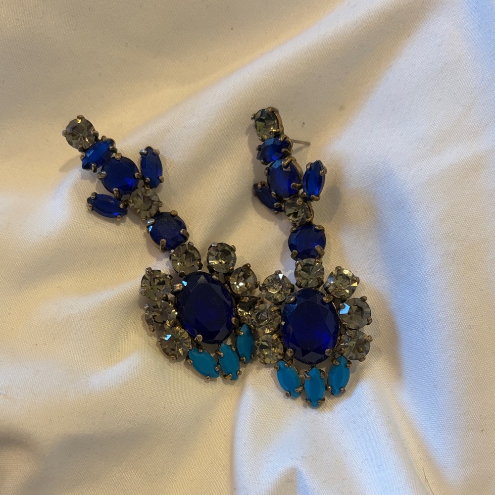 J. Crew Royal Blue and Silver Earrings